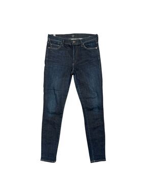 Dark Wash High Rise Skinny Jeans Minimalist Clean Girl Stretch Denim 30